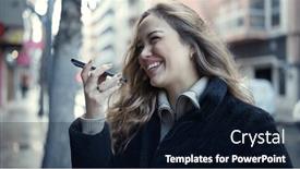  Presentation with voice - Presentation theme with young-beautiful-hispanic-woman-smiling background and a wine colored foreground