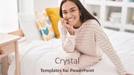  Presentation with confident young hispanic woman - Slides having young-beautiful-hispanic-woman-smiling background and a lemonade colored foreground