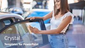 Presentation with car cleaning - PPT theme featuring young-beautiful-hispanic-woman-smiling background and a teal colored foreground