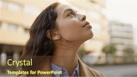  Presentation with beautiful hispanic woman - PPT theme enhanced with young-beautiful-hispanic-woman-standing background and a tawny brown colored foreground