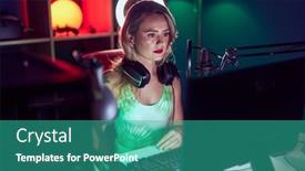  Presentation with beautiful hispanic woman - Slide deck having young-beautiful-hispanic-woman-streamer background and a teal colored foreground