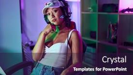  Presentation with streamer - Presentation enhanced with young-beautiful-hispanic-woman-streamer background and a wine colored foreground