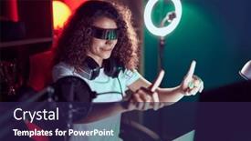  Presentation with streamer - PPT layouts featuring young-beautiful-hispanic-woman-streamer background and a wine colored foreground