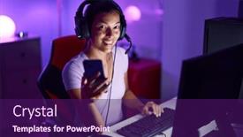  Presentation with gaming - Presentation featuring young-beautiful-hispanic-woman-streamer background and a violet colored foreground