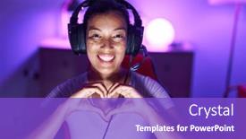  Presentation with confident young hispanic woman - PPT theme having young-beautiful-hispanic-woman-streamer background and a  colored foreground