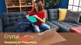  Presentation with beautiful hispanic woman - Presentation enhanced with young-beautiful-hispanic-woman-student background and a coral colored foreground