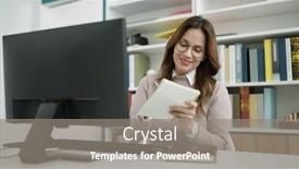  Presentation with student writing - Presentation theme having young-beautiful-hispanic-woman-student background and a gray colored foreground