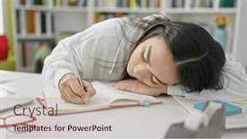  Presentation with writing notes - Slide deck enhanced with young-beautiful-hispanic-woman-student background and a mint green colored foreground