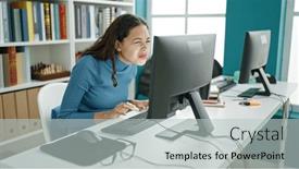  Presentation with beautiful hispanic woman - Presentation design having young-beautiful-hispanic-woman-student background and a  colored foreground