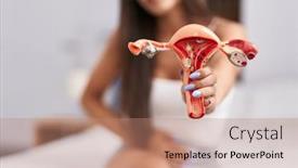  Presentation with uterus - Theme enhanced with young-beautiful-hispanic-woman-suffering background and a coral colored foreground