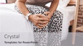  Presentation with knee - Slide set consisting of young-beautiful-hispanic-woman-suffering background and a light gray colored foreground