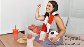  Presentation with supporting - Slides enhanced with young-beautiful-hispanic-woman-supporting background and a coral colored foreground