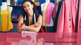 Presentation with confident young hispanic woman - Theme with young-beautiful-hispanic-woman-tailor background and a red colored foreground