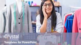  Presentation with confident young hispanic woman - Presentation theme having young-beautiful-hispanic-woman-tailor background and a mint green colored foreground