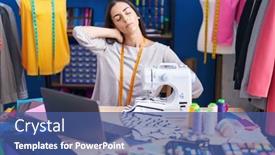  Presentation with beautiful hispanic woman - Presentation design consisting of young-beautiful-hispanic-woman-tailor background and a ocean colored foreground