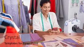 Presentation with confident young hispanic woman - Slide set featuring young-beautiful-hispanic-woman-tailor background and a coral colored foreground