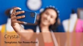  Presentation with confident young hispanic woman - Presentation consisting of young-beautiful-hispanic-woman-tailor background and a  colored foreground