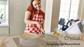  Presentation with beautiful hispanic woman - PPT theme with young-beautiful-hispanic-woman-talking background and a  colored foreground