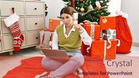  Presentation with beautiful hispanic woman - PPT theme enhanced with young-beautiful-hispanic-woman-using background and a red colored foreground