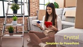  Presentation with beautiful hispanic woman - Presentation design enhanced with young-beautiful-hispanic-woman-using background and a violet colored foreground