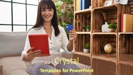  Presentation with beautiful hispanic woman - PPT theme with young-beautiful-hispanic-woman-using background and a tawny brown colored foreground