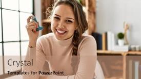  Presentation with inhaler - Slides consisting of young-beautiful-hispanic-woman-using background and a coral colored foreground