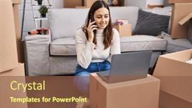  Presentation with beautiful hispanic woman - Presentation theme having young-beautiful-hispanic-woman-using background and a tawny brown colored foreground