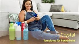  Presentation with clean - Presentation design enhanced with young-beautiful-hispanic-woman-using background and a coral colored foreground