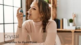  Presentation with inhaler - Slide set enhanced with young-beautiful-hispanic-woman-using background and a coral colored foreground