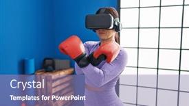  Presentation with boxing - Slides with young-beautiful-hispanic-woman-using background and a coral colored foreground