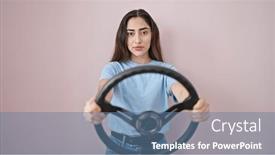  Presentation with driver - PPT theme enhanced with young-beautiful-hispanic-woman-using background and a  colored foreground