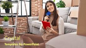  Presentation with home based wound care - Presentation having young-beautiful-hispanic-woman-using background and a violet colored foreground