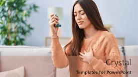  Presentation with inhaler - Slide deck featuring young-beautiful-hispanic-woman-using background and a coral colored foreground