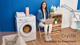  Presentation with beautiful hispanic woman - PPT theme featuring young-beautiful-hispanic-woman-using background and a coral colored foreground
