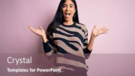  Presentation with animal print - Theme having young-beautiful-hispanic-woman-wearing background and a violet colored foreground