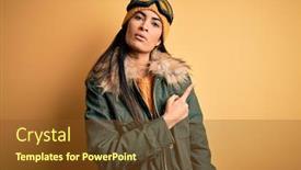  Presentation with winter weather - Beautiful theme featuring young-beautiful-hispanic-woman-wearing backdrop and a tawny brown colored foreground