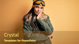  Presentation with winter weather - Theme with young-beautiful-hispanic-woman-wearing background and a tawny brown colored foreground