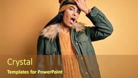  Presentation with bad weather - Presentation design having young-beautiful-hispanic-woman-wearing background and a tawny brown colored foreground