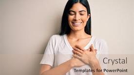  Presentation with beautiful hispanic woman - Beautiful PPT layouts featuring young-beautiful-hispanic-woman-wearing backdrop and a coral colored foreground