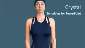  Presentation with wearing swimming goggles and cap - Audience pleasing theme consisting of young-beautiful-hispanic-woman-wearing backdrop and a ocean colored foreground