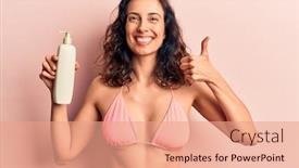  Presentation with sunscreen - Beautiful theme featuring young-beautiful-hispanic-woman-wearing backdrop and a coral colored foreground