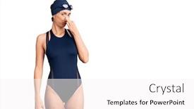  Presentation with swimmer - Presentation design enhanced with young-beautiful-hispanic-woman-wearing background and a white colored foreground