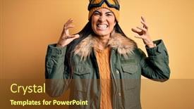  Presentation with winter weather - Presentation design having young-beautiful-hispanic-woman-wearing background and a tawny brown colored foreground