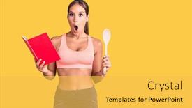  Presentation with recipe book - Colorful PPT theme enhanced with young-beautiful-hispanic-woman-wearing backdrop and a yellow colored foreground
