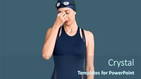  Presentation with swimmer - Slides with young-beautiful-hispanic-woman-wearing background and a ocean colored foreground