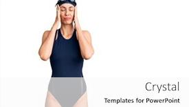  Presentation with swimmer - Slide deck having young-beautiful-hispanic-woman-wearing background and a white colored foreground