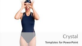  Presentation with swimmer - Cool new slide deck with young-beautiful-hispanic-woman-wearing backdrop and a white colored foreground