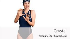  Presentation with swimmer - Slide set featuring young-beautiful-hispanic-woman-wearing background and a white colored foreground