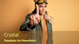  Presentation with winter weather - Theme enhanced with young-beautiful-hispanic-woman-wearing background and a tawny brown colored foreground