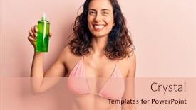  Presentation with aloe vera - PPT theme consisting of young-beautiful-hispanic-woman-wearing background and a coral colored foreground